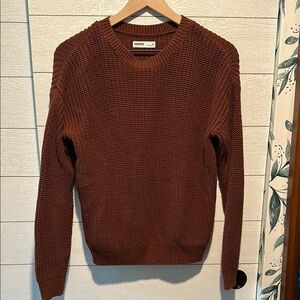 Sonoma Brown Crew Neck Sweater Ribbed Knit Cozy
